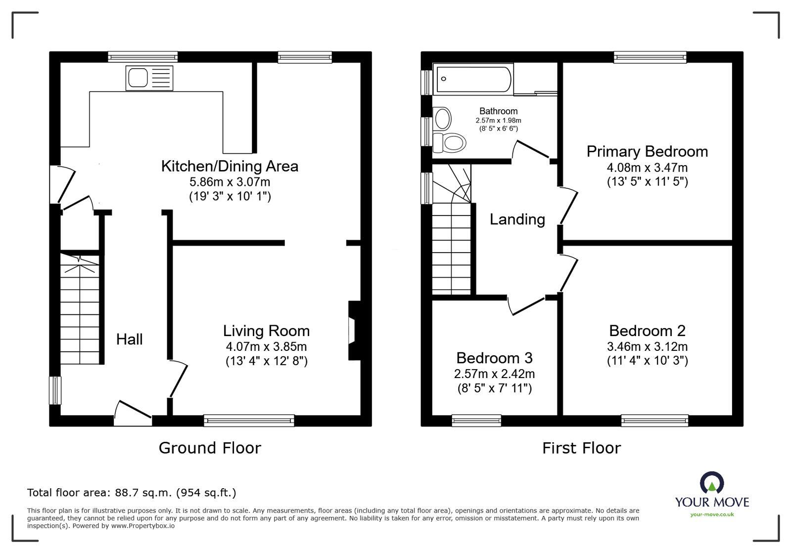 Floorplan of 3 bedroom Semi Detached House for sale, Ullswater Road, Carlisle, Cumbria, CA2
