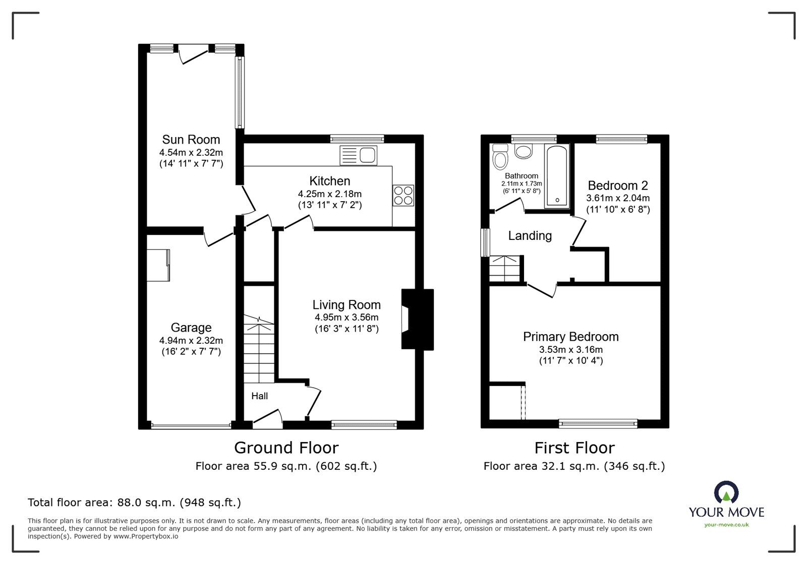 Floorplan of 2 bedroom Semi Detached House for sale, Holmrook Road, Carlisle, Cumbria, CA2