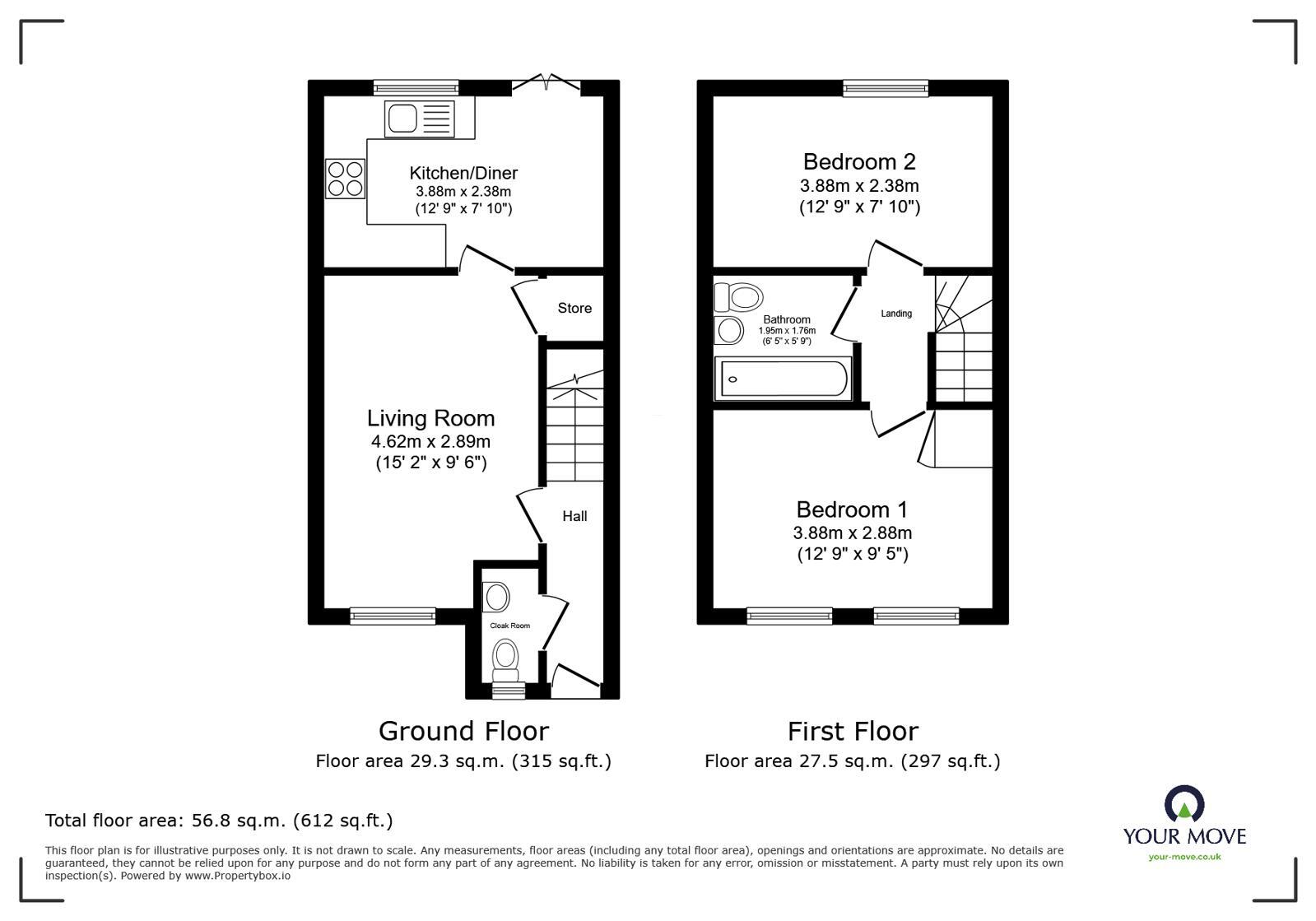 Floorplan of 2 bedroom Semi Detached House for sale, Kelbarrow Road, Carlisle, Cumbria, CA3
