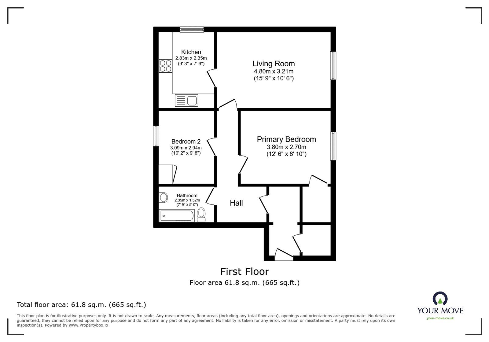Floorplan of 2 bedroom Flat for sale, High Cross Street, Brampton, Cumbria, CA8