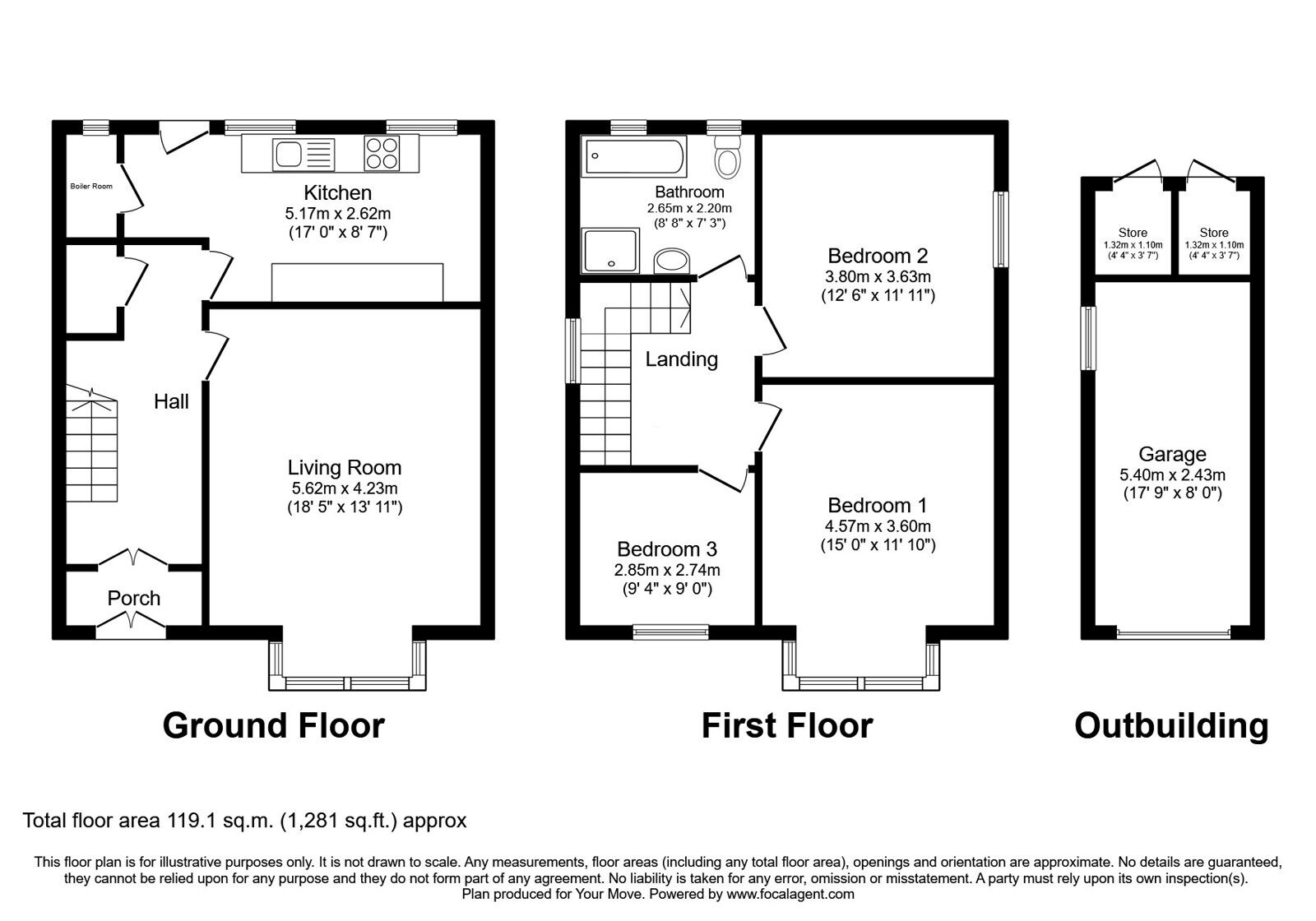 Floorplan of 3 bedroom Detached House for sale, Tree Road, Brampton, Cumbria, CA8