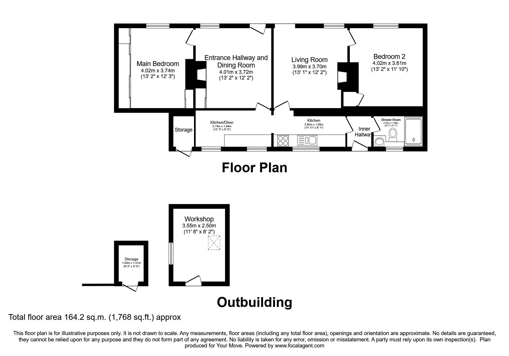 Floorplan of 2 bedroom Mid Terrace Property for sale, Warwick-on-Eden, Carlisle, Cumbria, CA4