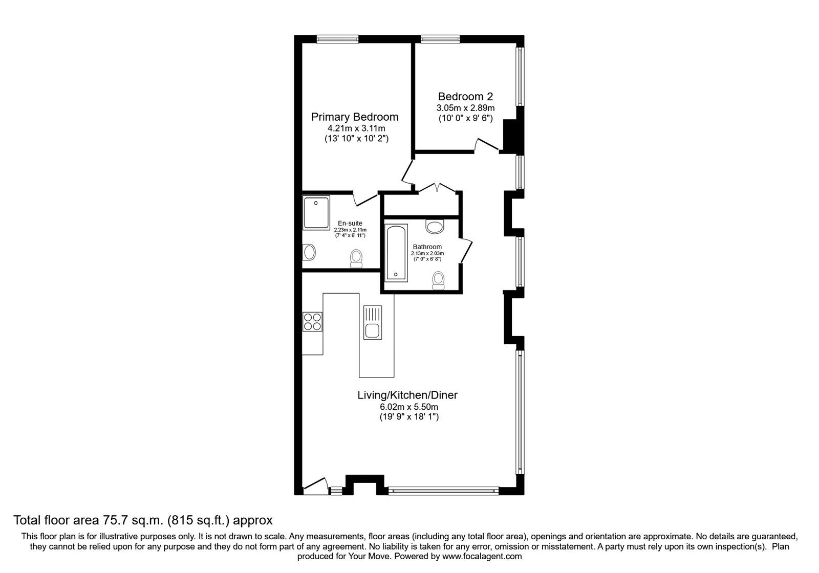 Floorplan of 2 bedroom Flat for sale, Denton Mill Close, Carlisle, Cumbria, CA2