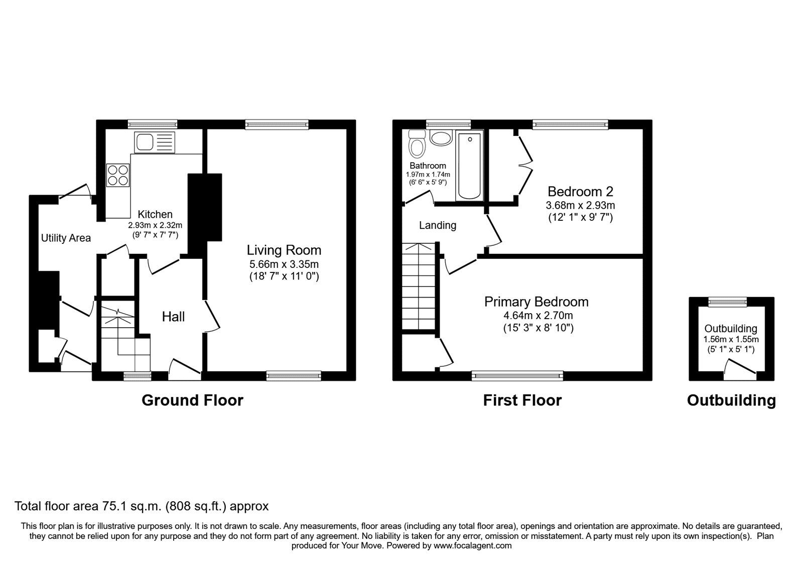 Floorplan of 2 bedroom Mid Terrace House for sale, Bannisdale Way, Carlisle, Cumbria, CA2