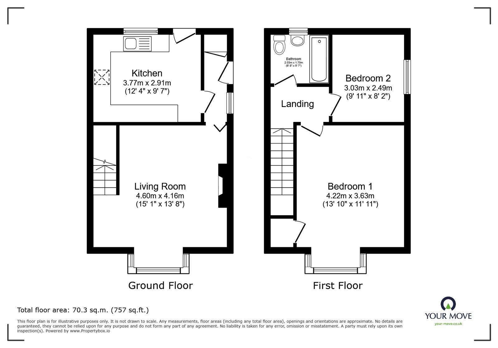 Floorplan of 2 bedroom End Terrace House for sale, Broadoaks Grange, Carlisle, Cumbria, CA1