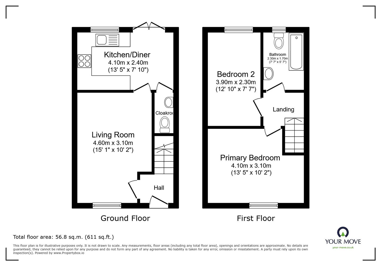 Floorplan of 2 bedroom Semi Detached House for sale, St. Michaels Drive, Longtown, Cumbria, CA6