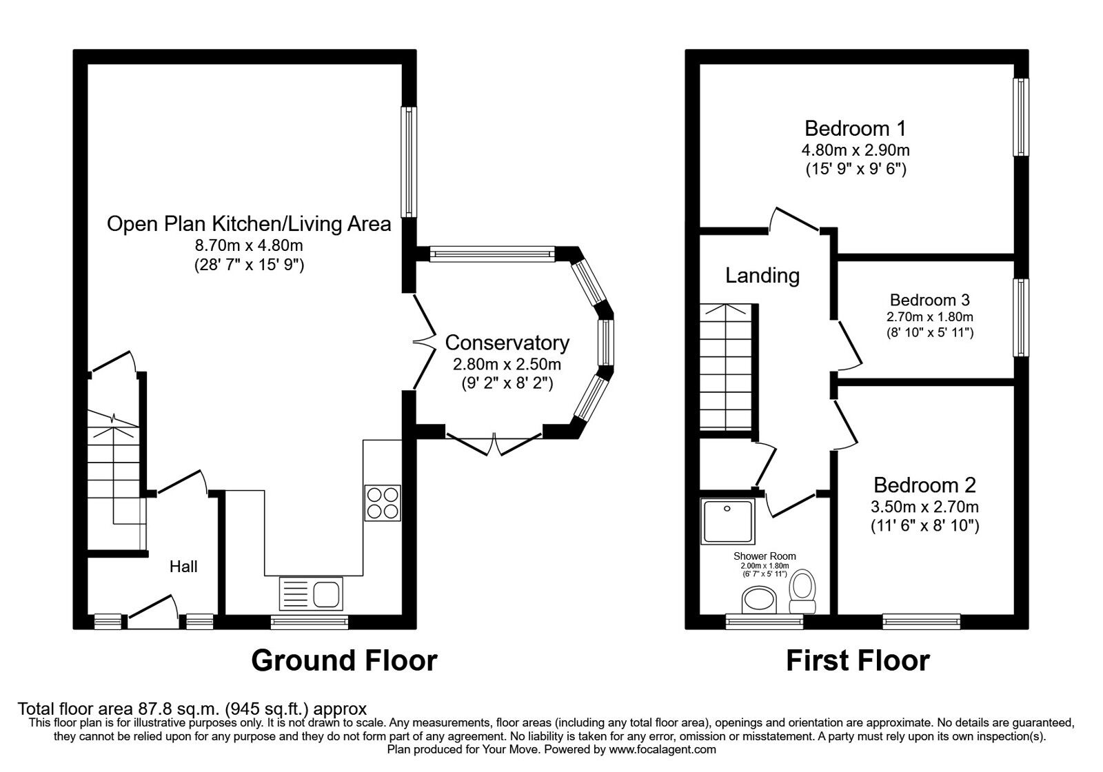 Floorplan of 3 bedroom Semi Detached House for sale, Richmond Green, Carlisle, Cumbria, CA2
