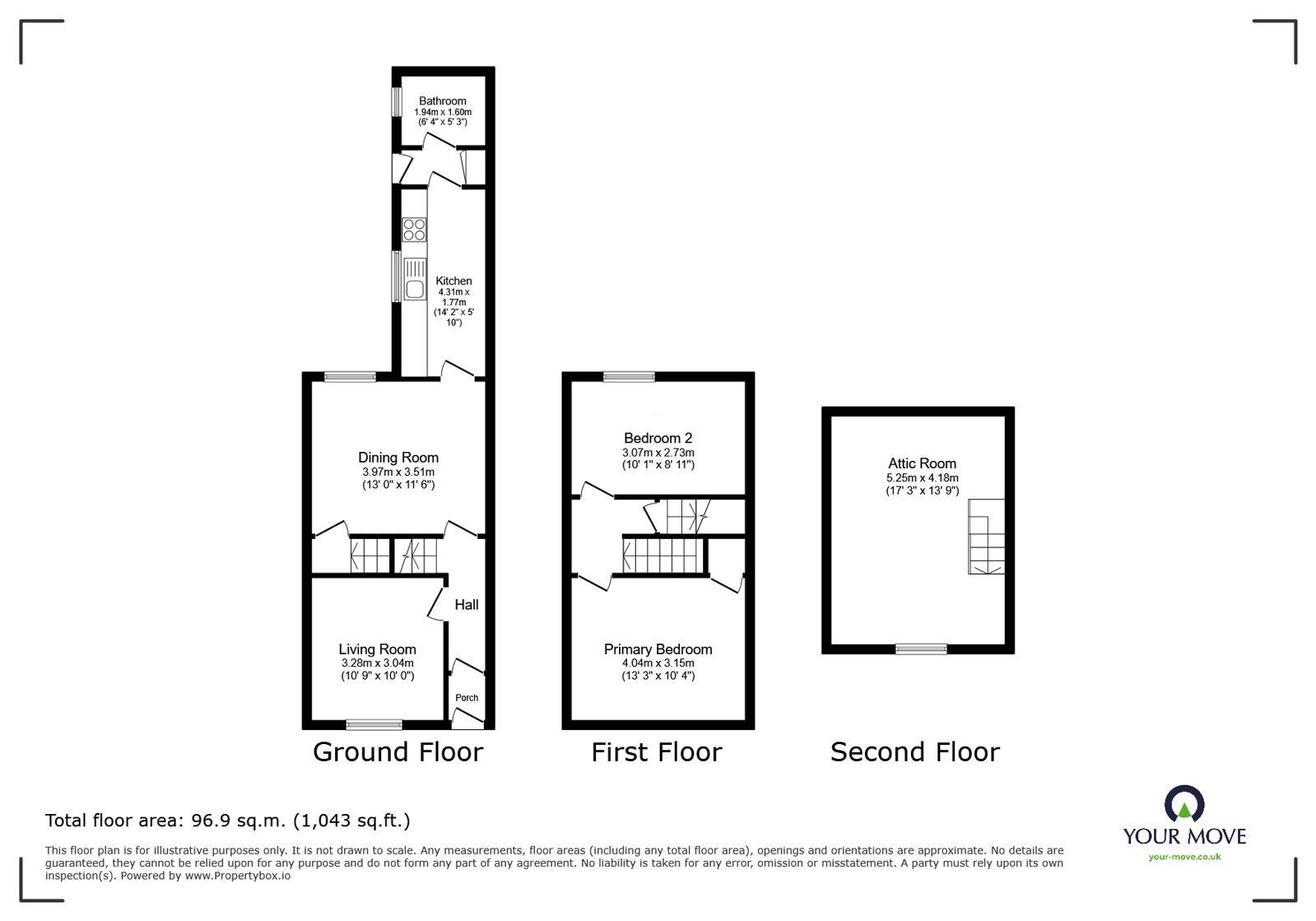 Floorplan of 3 bedroom Mid Terrace House for sale, Mayson Street, Carlisle, Cumbria, CA2