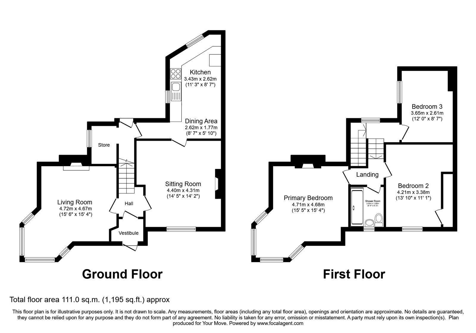 Floorplan of 3 bedroom End Terrace House for sale, Blackwell Road, Carlisle, Cumbria, CA2