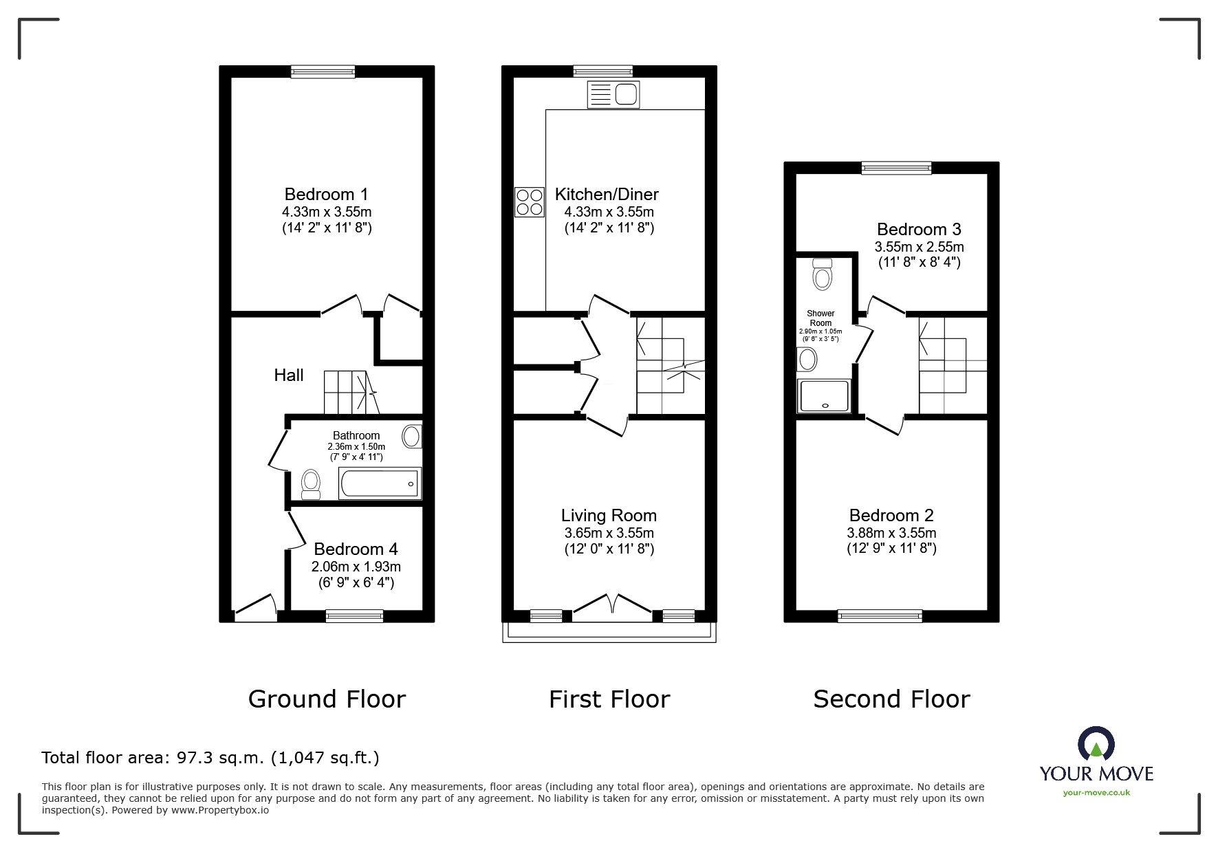 Floorplan of 4 bedroom Mid Terrace House for sale, The Saw Mills, Port Road, Cumbria, CA2