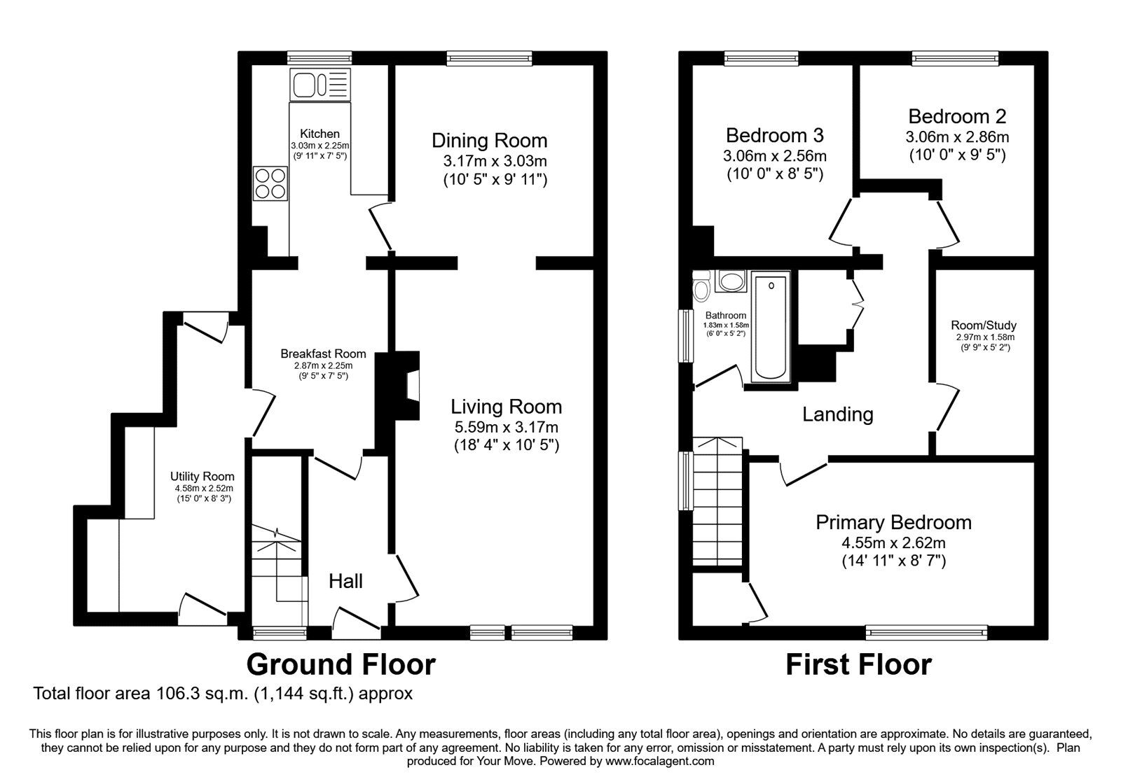 Floorplan of 3 bedroom Mid Terrace House for sale, Langrigg Road, Carlisle, Cumbria, CA2