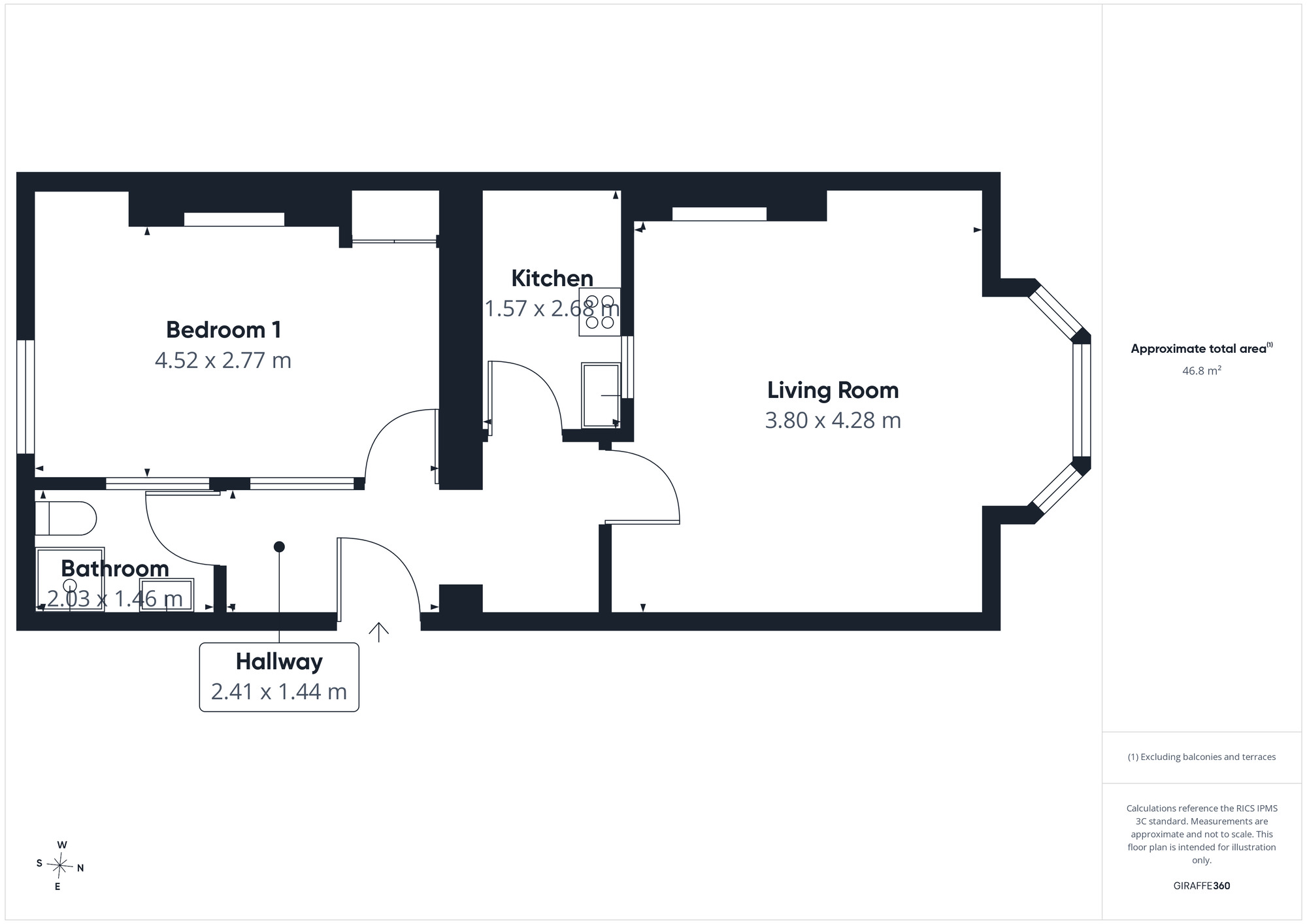 Floorplan of 1 bedroom Flat to rent, Chatsworth Square, Carlisle, Cumbria, CA1