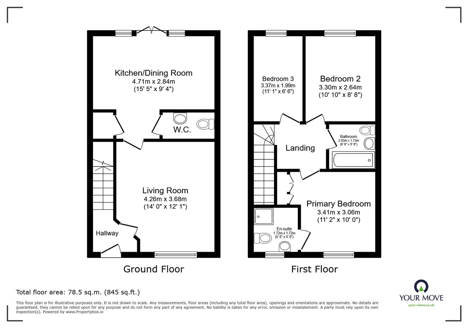 Floorplan of 3 bedroom Semi Detached House for sale, Axson Drive, Carlisle, Cumbria, CA1