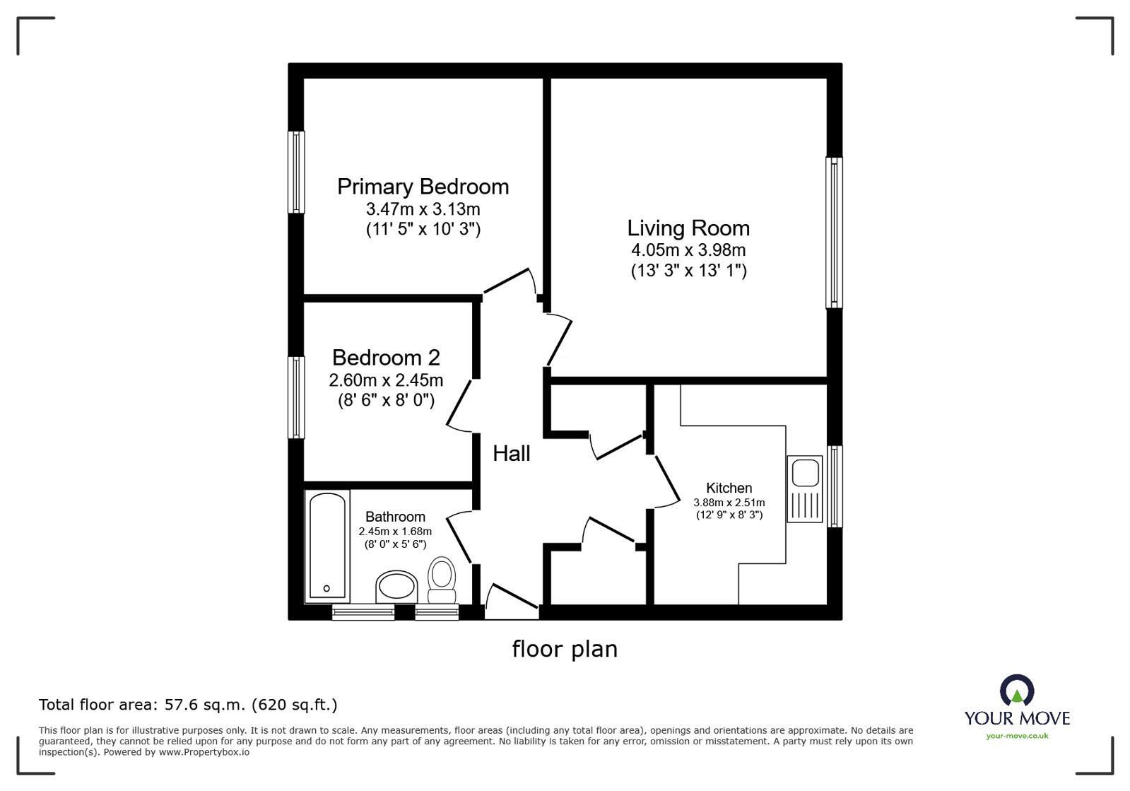 Floorplan of 2 bedroom Flat for sale, Hether Drive, Carlisle, Cumbria, CA3