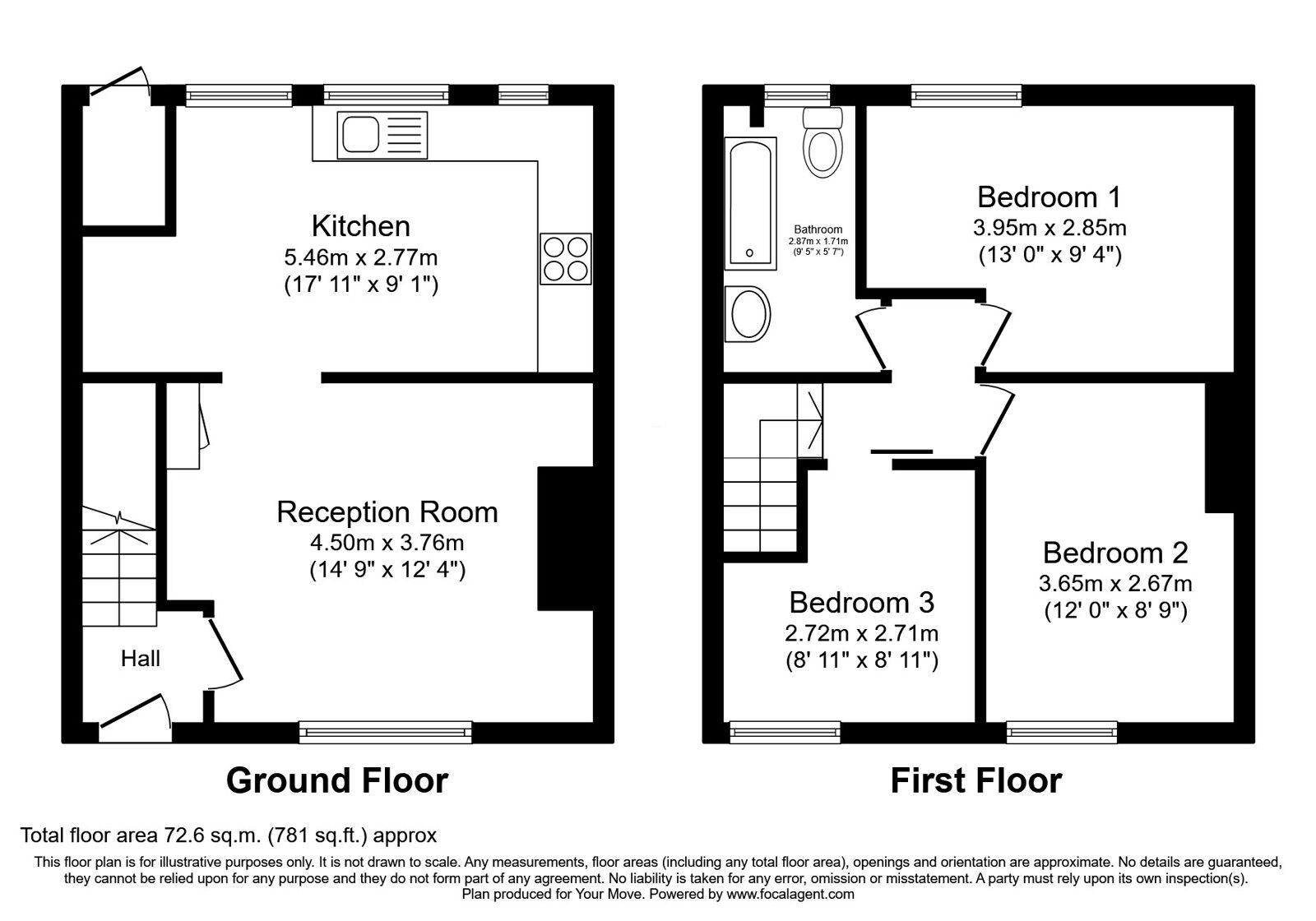 Floorplan of 3 bedroom Mid Terrace House for sale, Peel Street, Carlisle, Cumbria, CA2