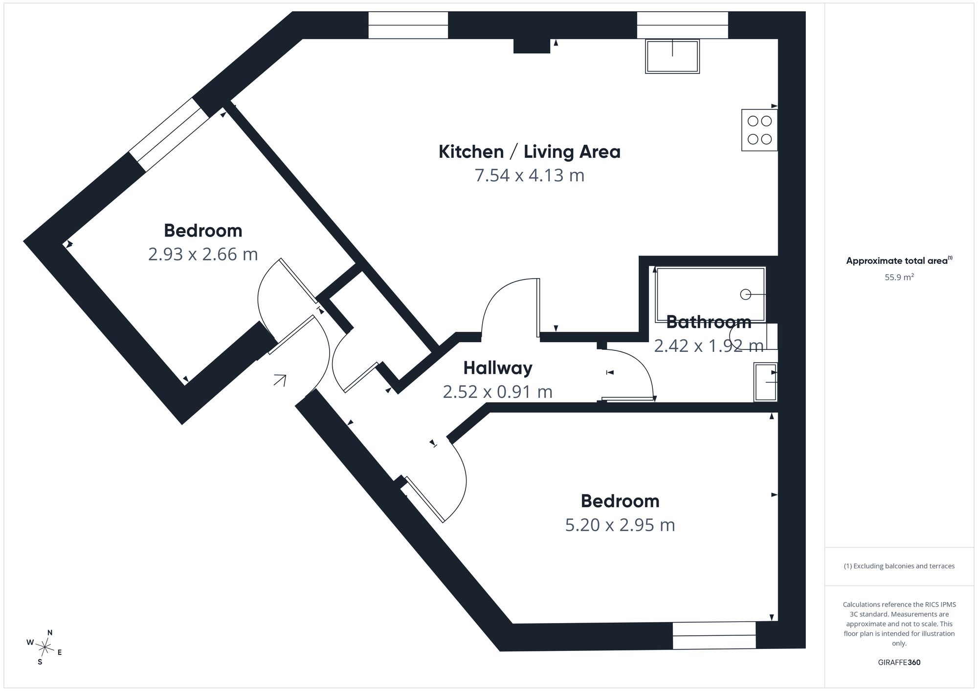 Floorplan of 2 bedroom Flat to rent, Yew Tree Court, Carlisle, Cumbria, CA2