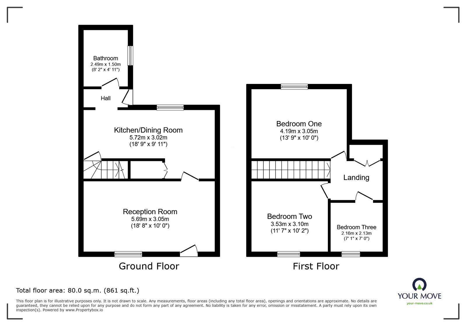 Floorplan of 3 bedroom Mid Terrace House for sale, York Street, Carlisle, Cumbria, CA2