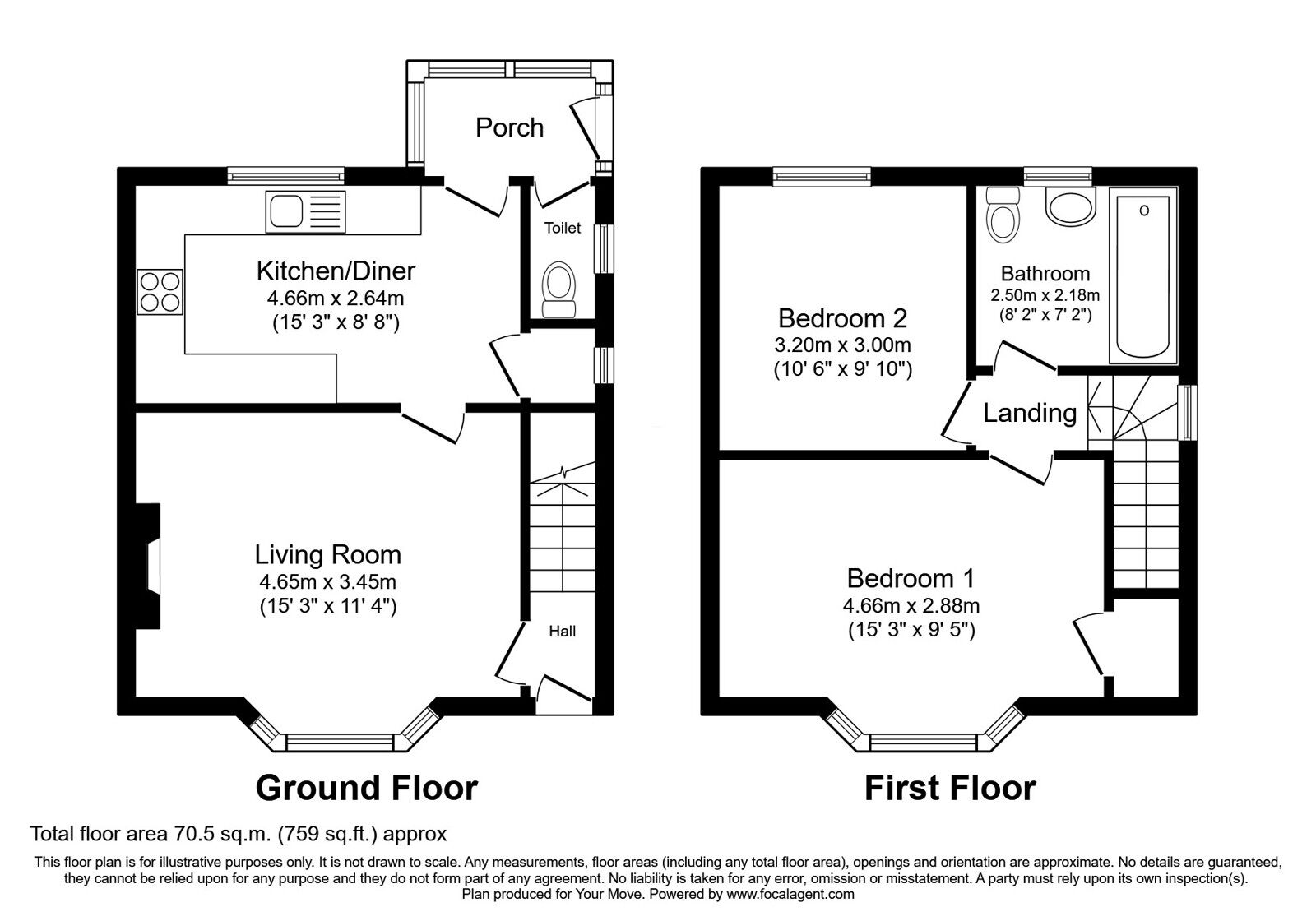 Floorplan of 2 bedroom Semi Detached House for sale, Criffel Road, Carlisle, Cumbria, CA2