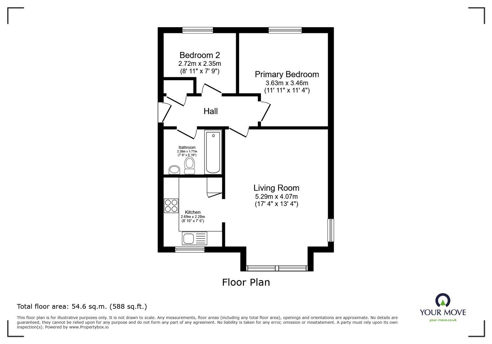 Floorplan of 2 bedroom Flat for sale, Brisco Road, Carlisle, Cumbria, CA2