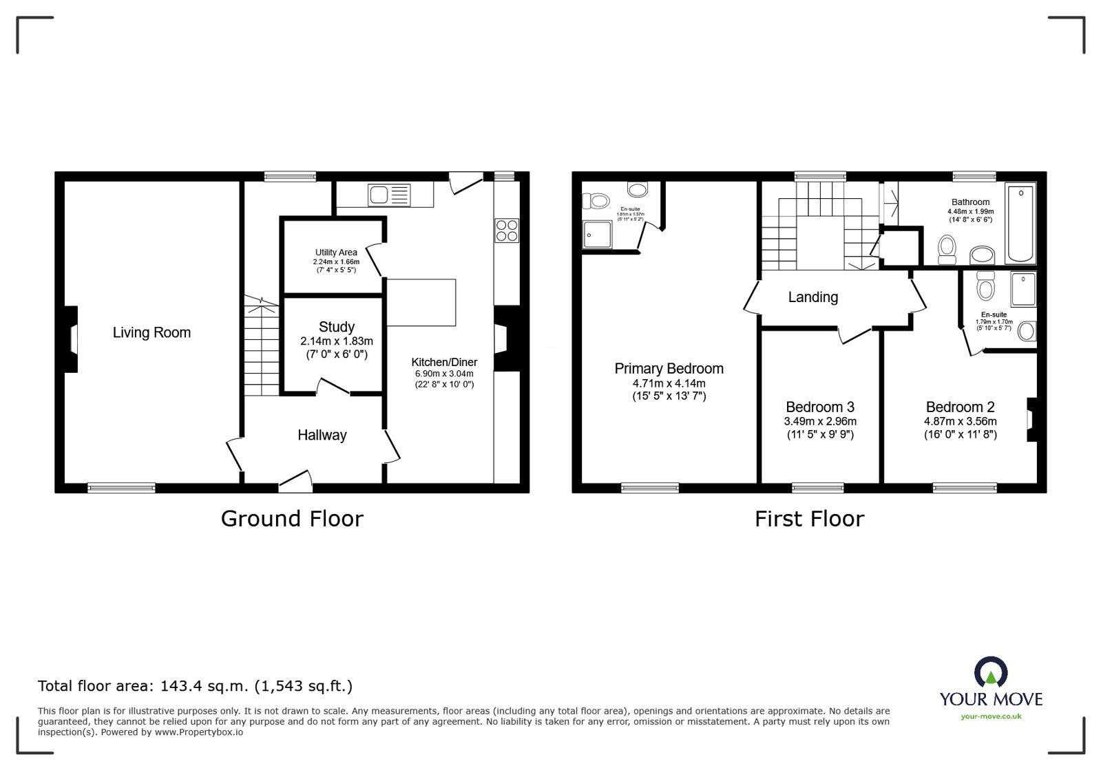 Floorplan of 3 bedroom Mid Terrace House for sale, Longtown Road, Brampton, Cumbria, CA8