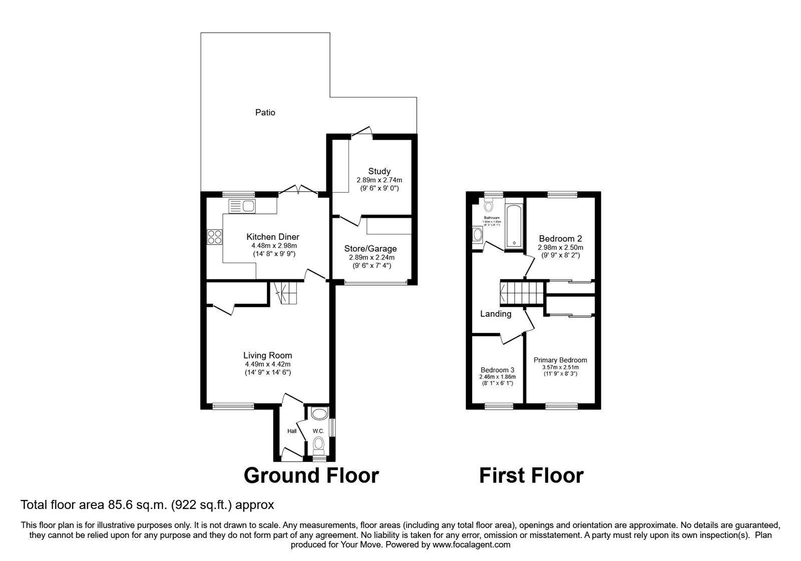 Floorplan of 3 bedroom Detached House for sale, St. Michaels Drive, Longtown, Cumbria, CA6