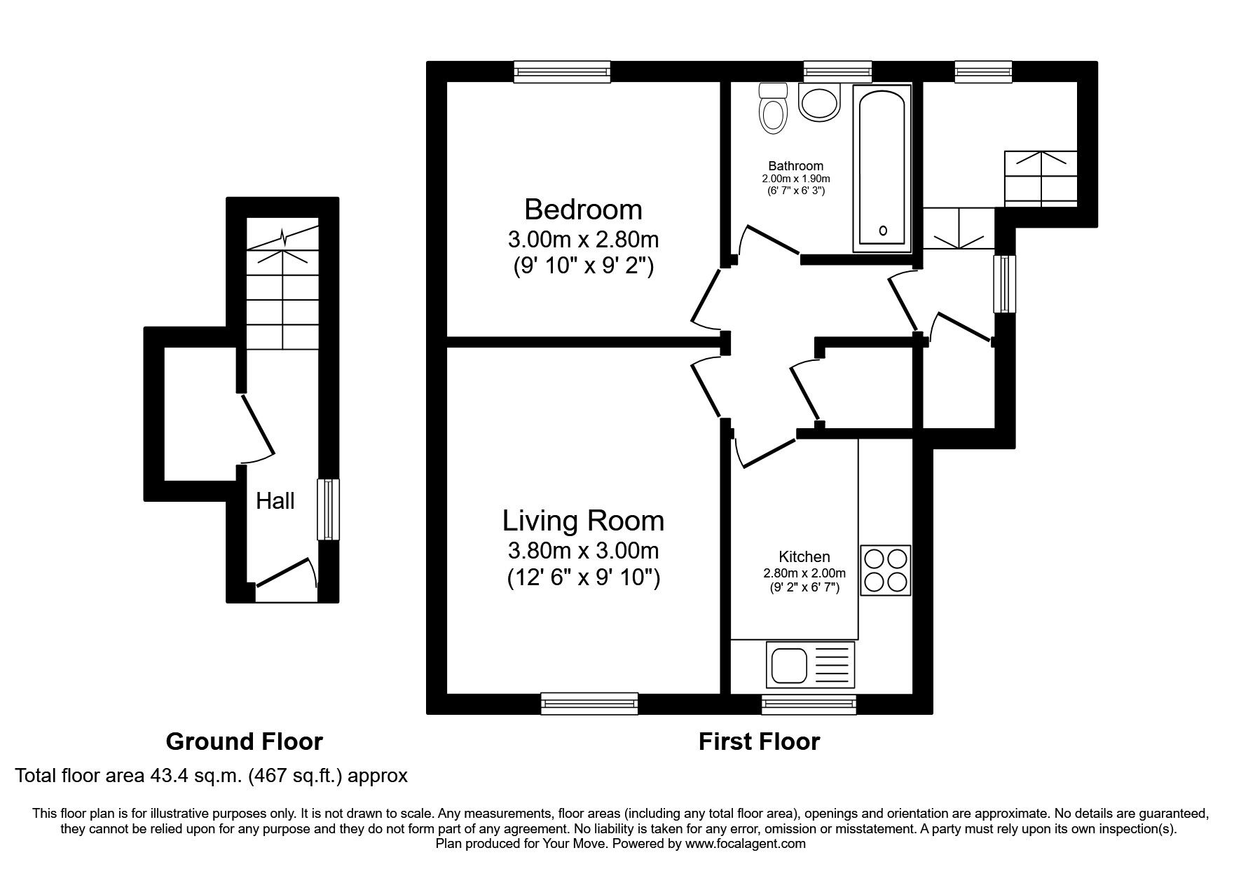 Floorplan of 1 bedroom Flat for sale, Shadygrove Road, Carlisle, Cumbria, CA2