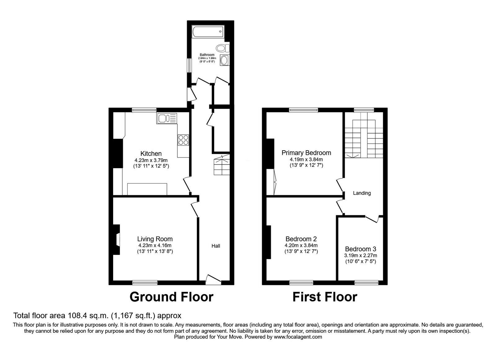 Floorplan of 3 bedroom Mid Terrace House for sale, Eden Place, Carlisle, Cumbria, CA3