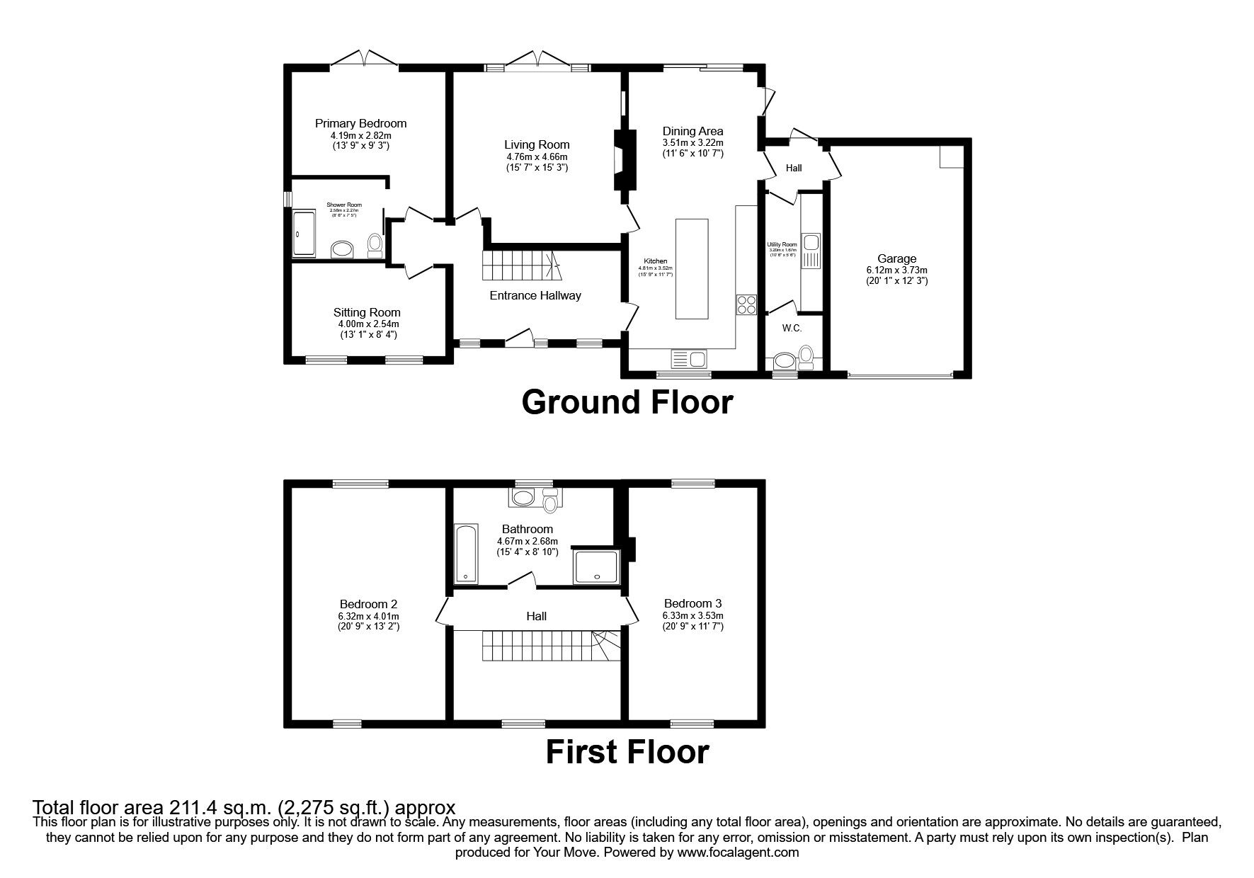 Floorplan of 3 bedroom Detached Bungalow for sale, Newtown, Irthington, Cumbria, CA6
