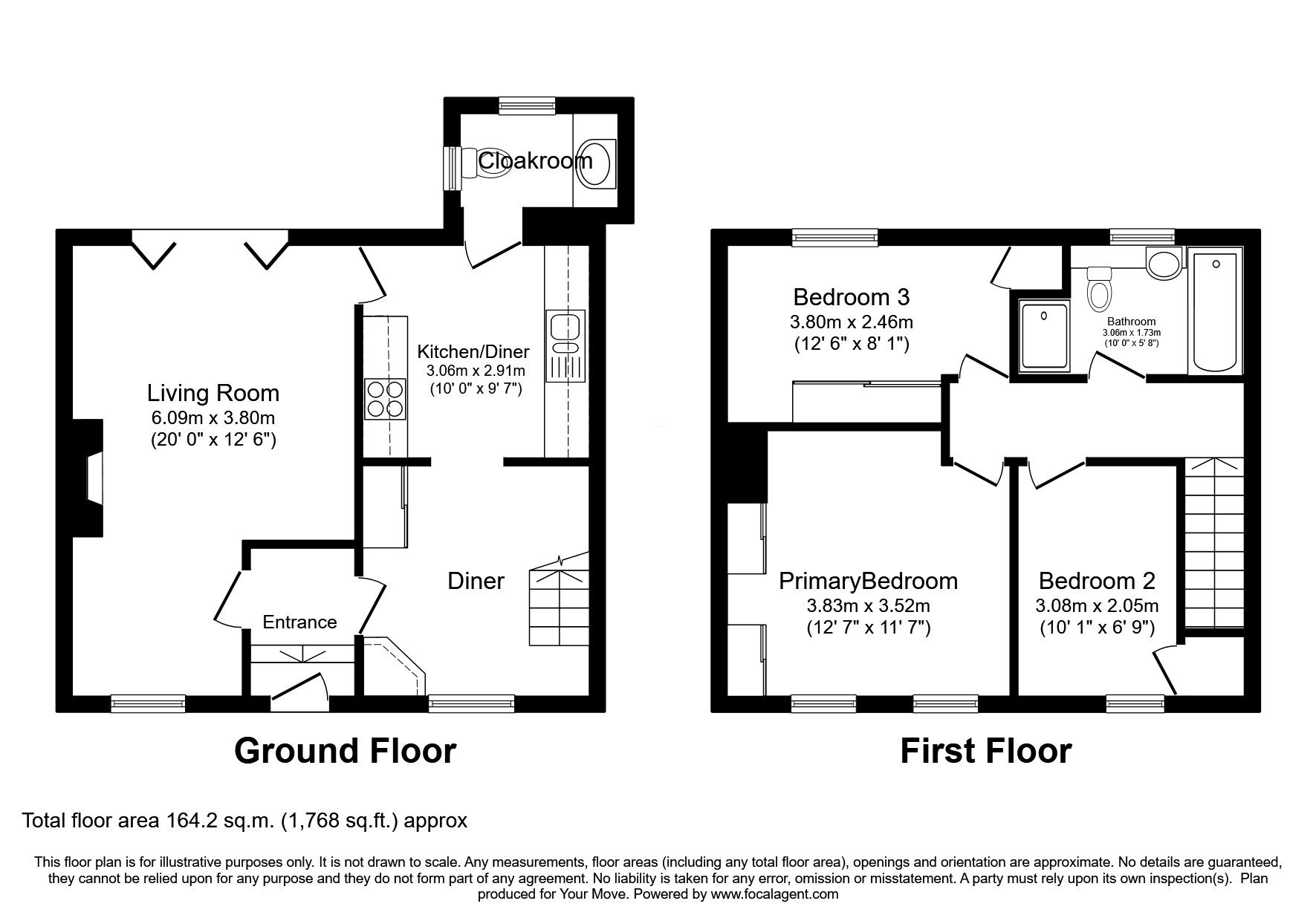 Floorplan of 3 bedroom Mid Terrace Property for sale, Brampton, Cumbria, CA8