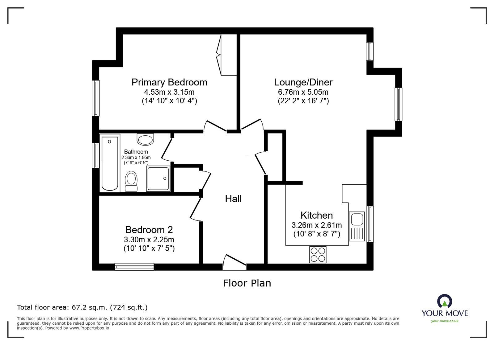 Floorplan of 2 bedroom Flat for sale, Pennine View Close, Cumbria, CA1