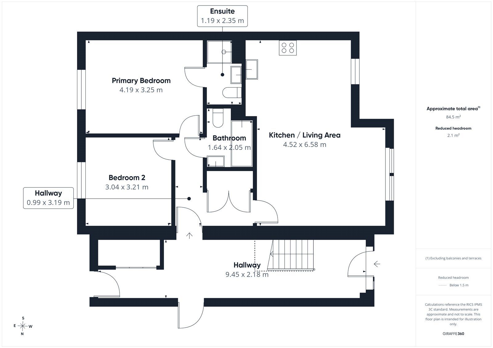 Floorplan of 2 bedroom Flat for sale, Merlin Court, Carlisle, Cumbria, CA2