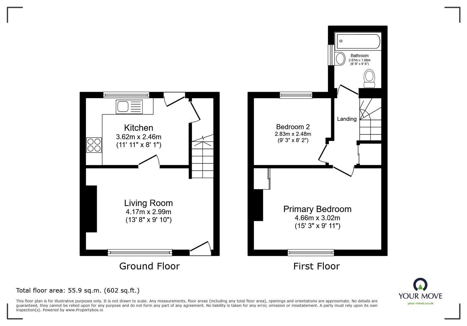 Floorplan of 2 bedroom Mid Terrace House for sale, Marks Avenue, Carlisle, Cumbria, CA2