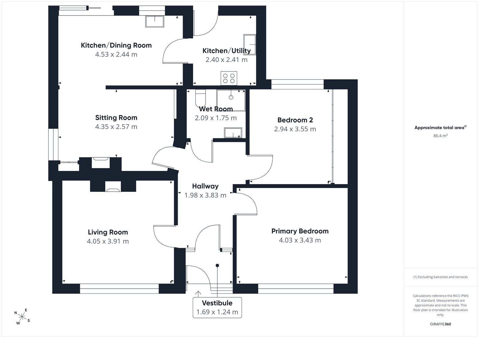 Floorplan of 2 bedroom Detached Bungalow for sale, Scotby Village, Scotby, Cumbria, CA4