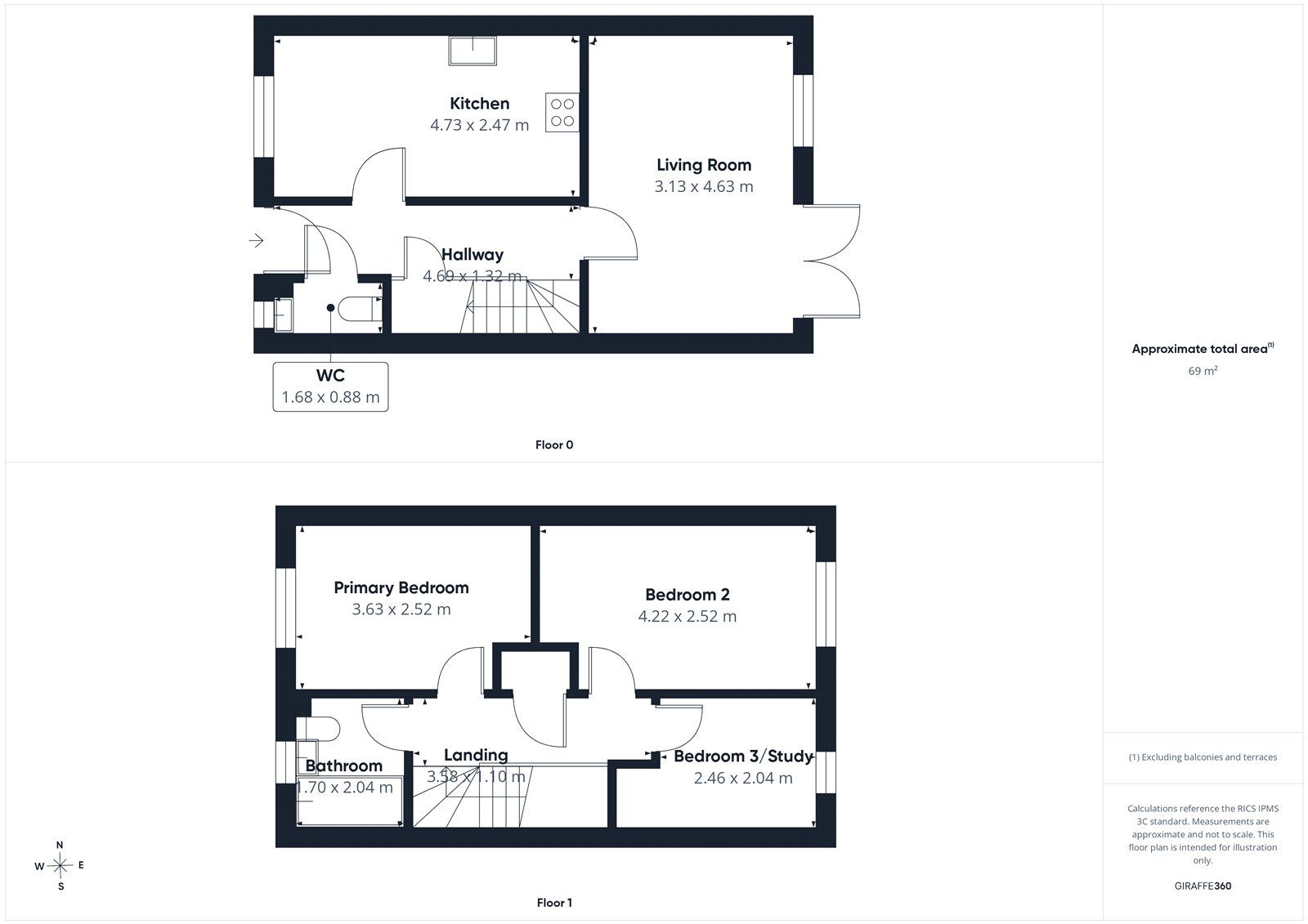 Floorplan of 3 bedroom End Terrace House for sale, Haydock Drive, Carlisle, Cumbria, CA2