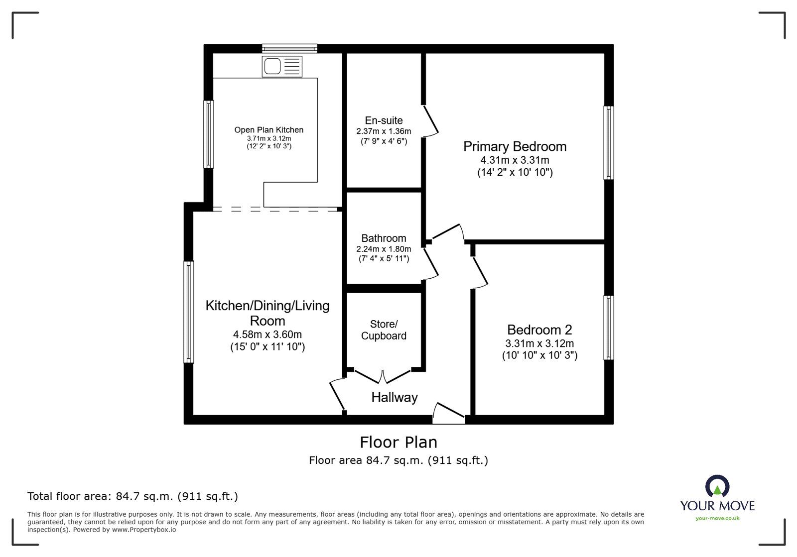 Floorplan of 2 bedroom Flat to rent, Haydock Drive, Carlisle, Cumbria, CA2