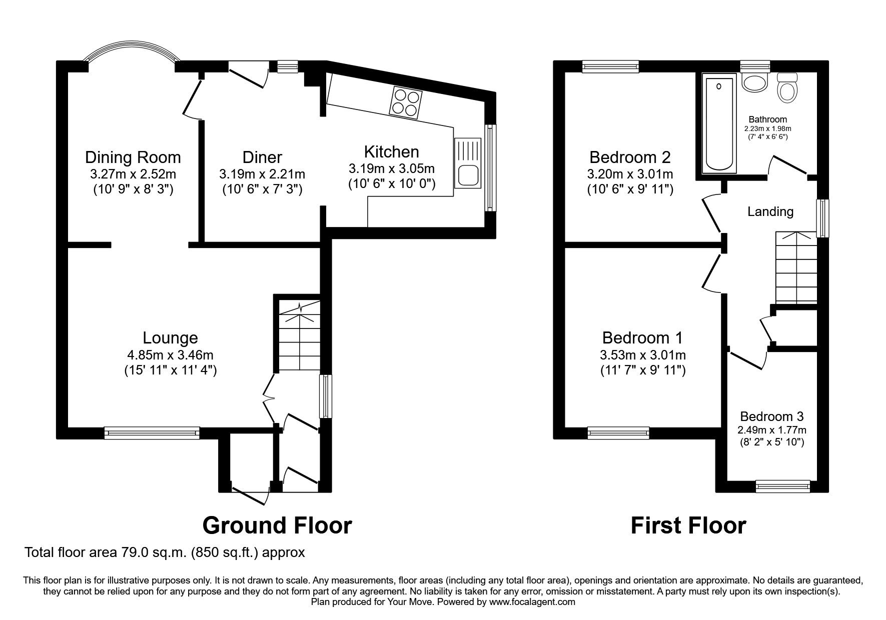Floorplan of 3 bedroom End Terrace House to rent, Chapel Road, Chapeltown, South Yorkshire, S35