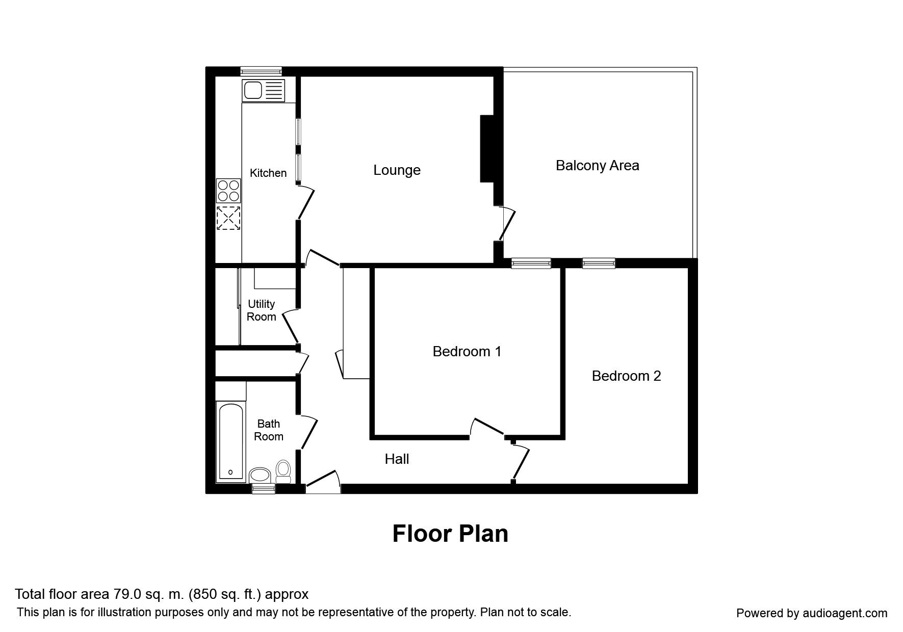 Floorplan of 2 bedroom  Flat for sale, Stanwell Close, Sheffield, South Yorkshire, S9