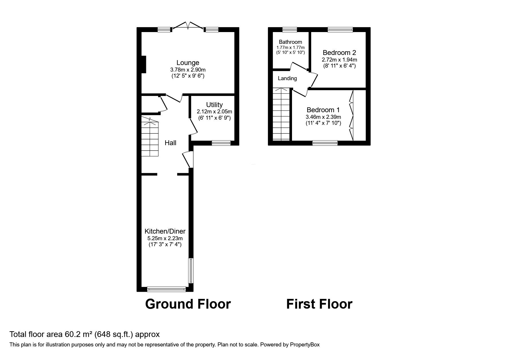 Floorplan of 2 bedroom Mid Terrace House to rent, Beechfern Close, High Green, South Yorkshire, S35