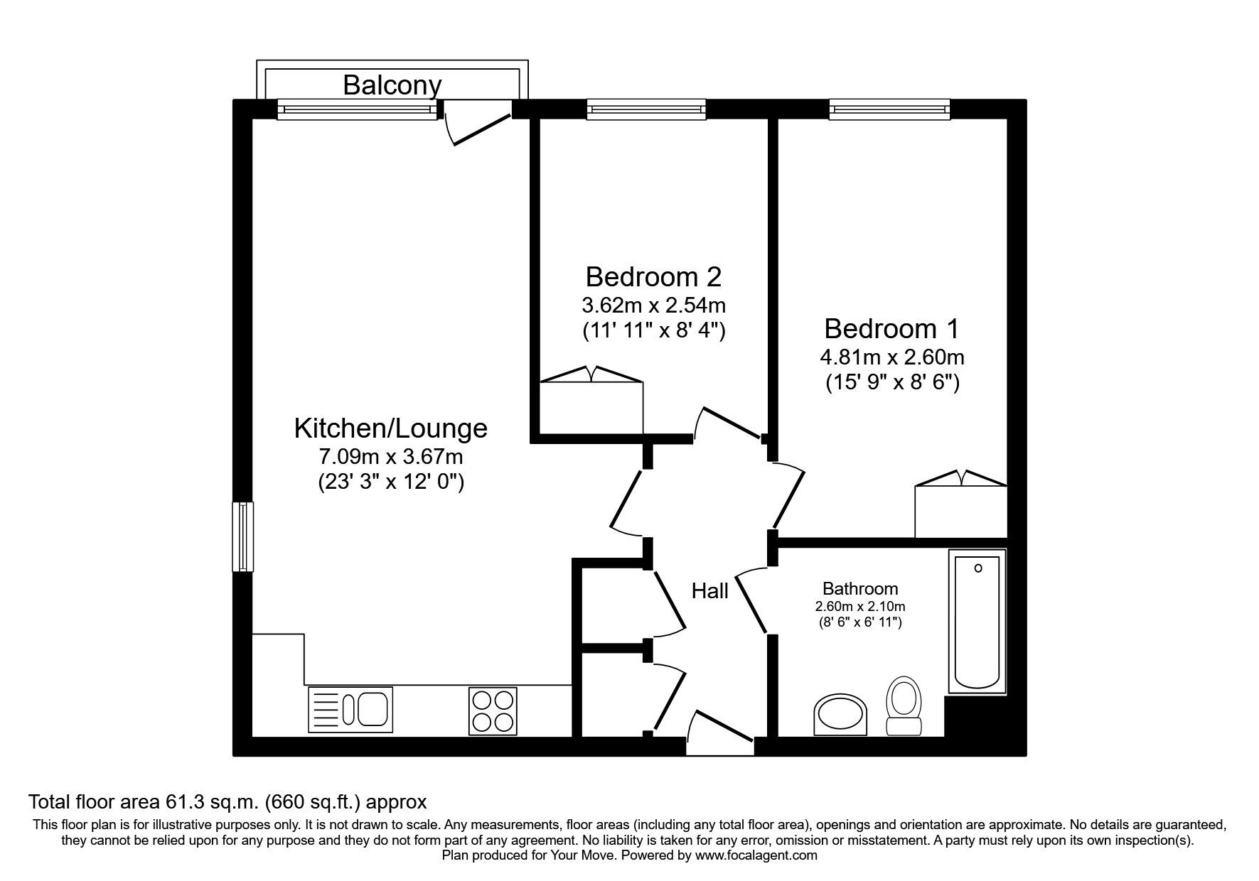 Floorplan of 2 bedroom  Flat to rent, Adelaide Lane, Sheffield, South Yorkshire, S3