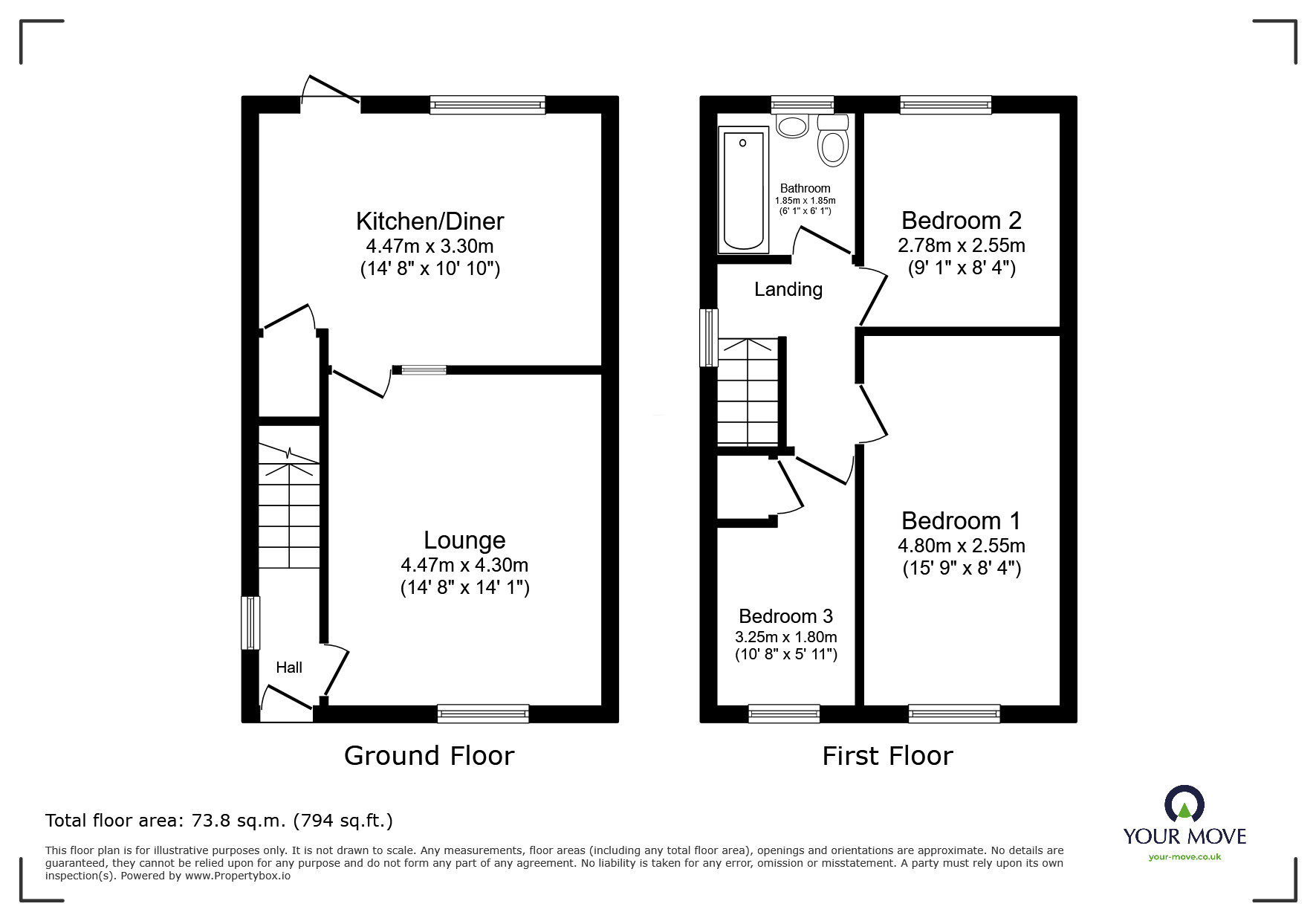 Floorplan of 3 bedroom Semi Detached House for sale, Thorpefield Drive, Thorpe Hesley, South Yorkshire, S61