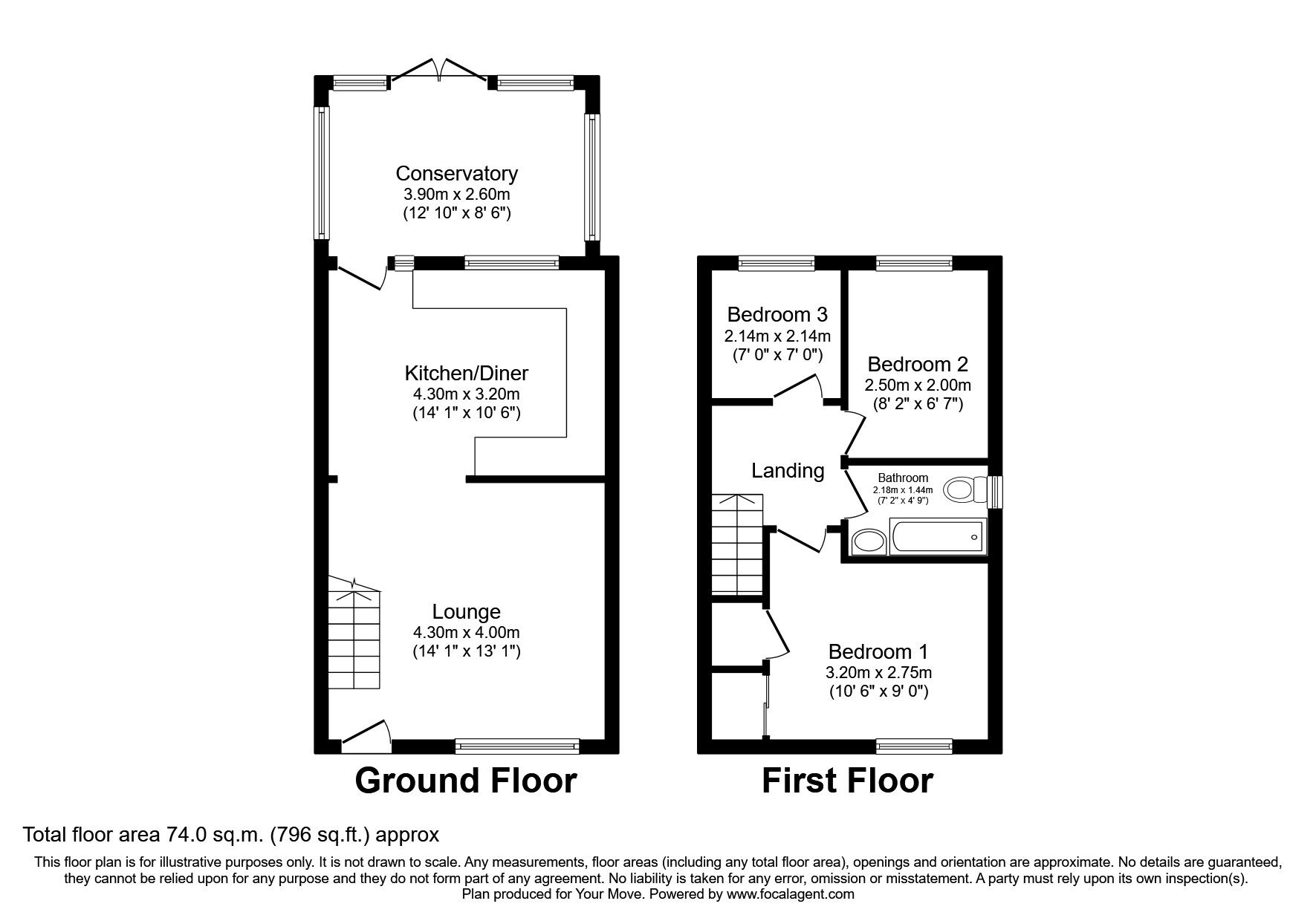 Floorplan of 3 bedroom Semi Detached House to rent, Peacock Close, Thorpe Hesley, South Yorkshire, S61