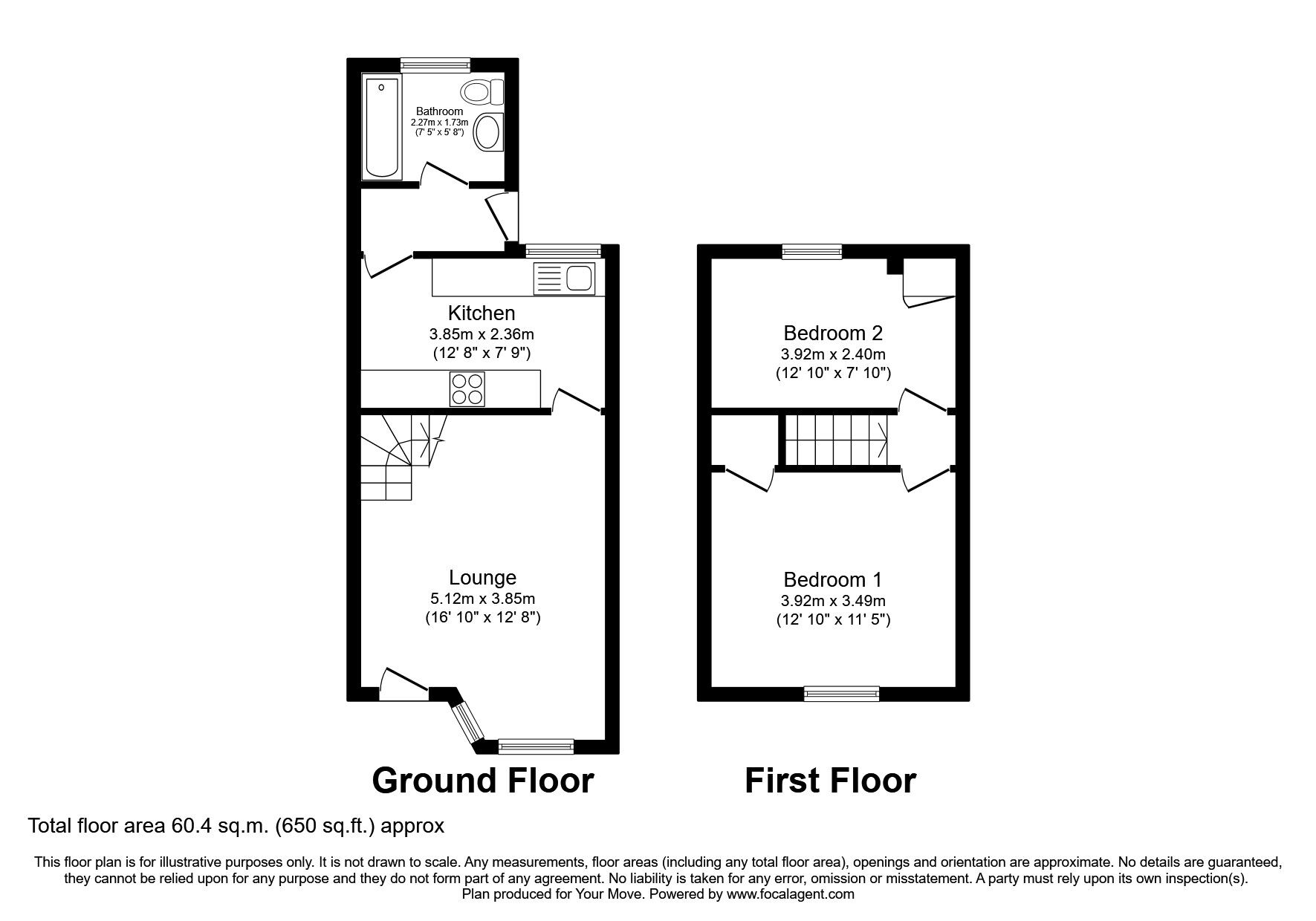 Floorplan of 2 bedroom Mid Terrace House for sale, Greenhead Lane, Chapeltown, South Yorkshire, S35