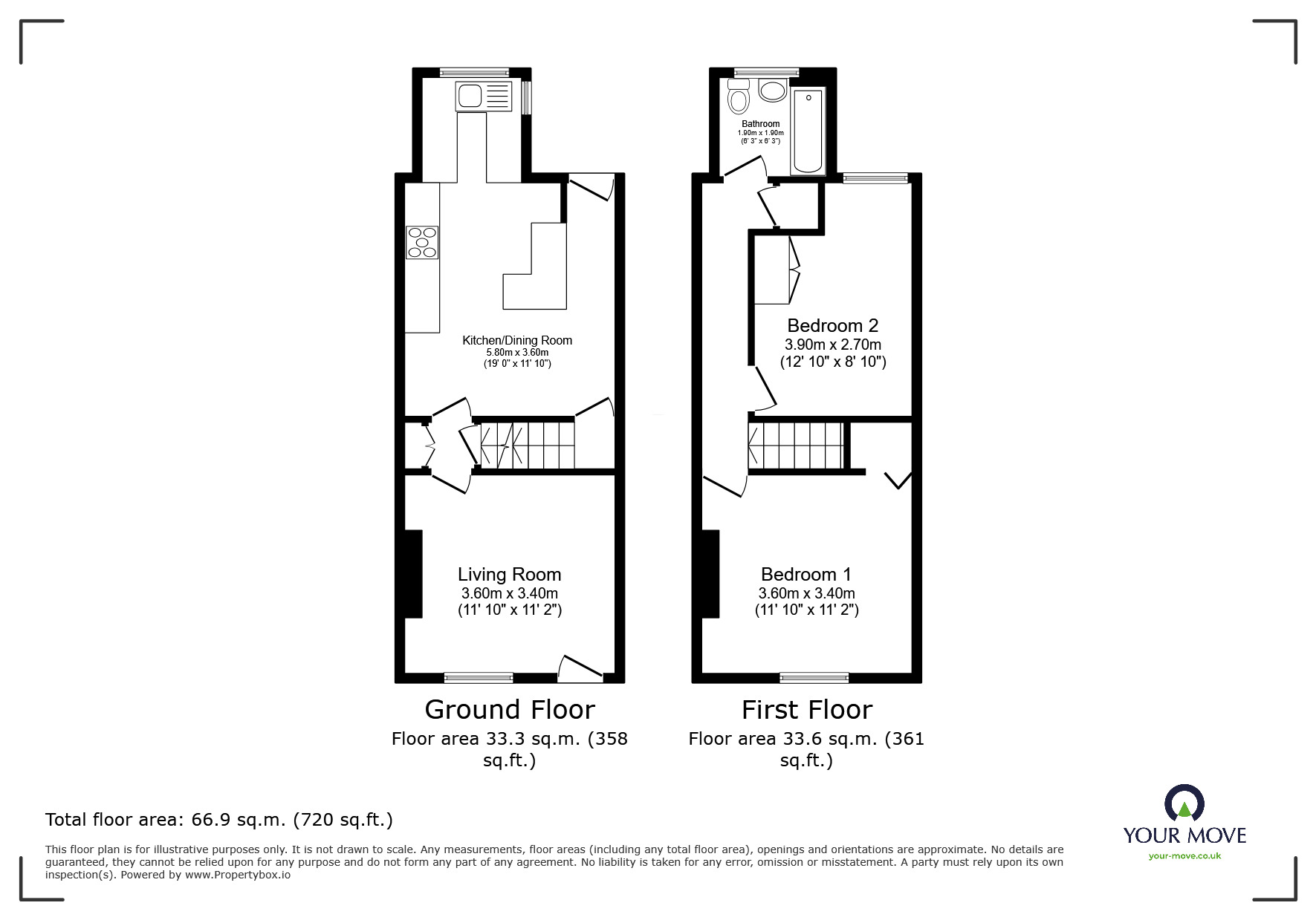 Floorplan of 2 bedroom Mid Terrace House for sale, Warren Lane, Chapeltown, South Yorkshire, S35