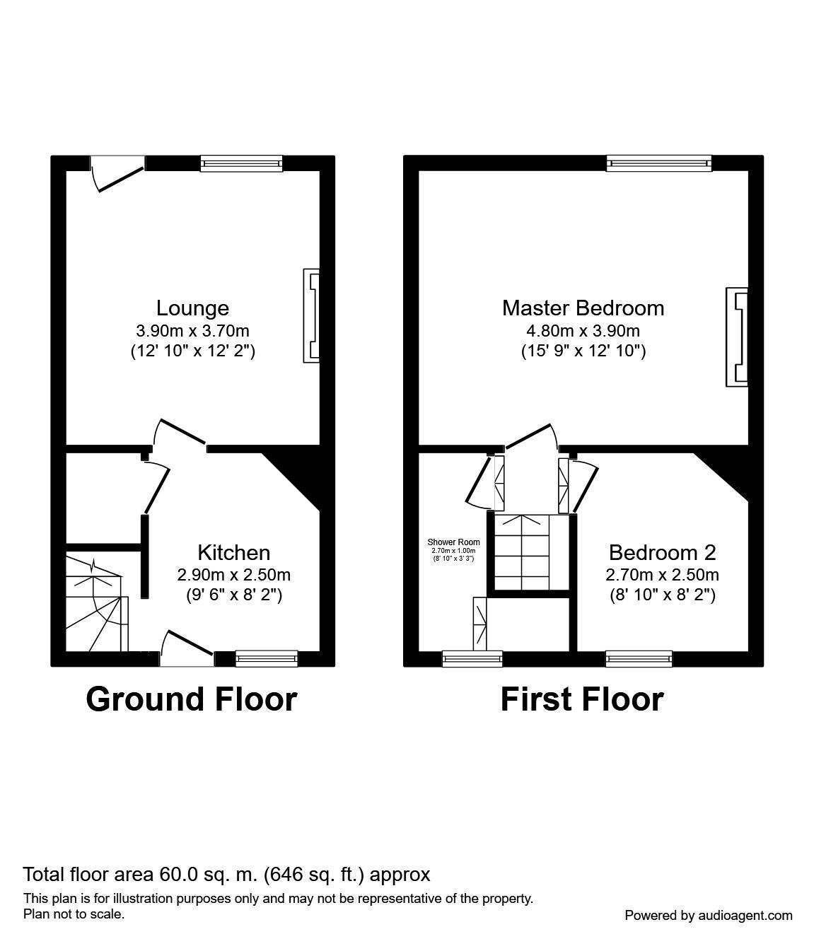 Floorplan of 2 bedroom Mid Terrace House to rent, Cherry Tree Street, Elsecar, South Yorkshire, S74