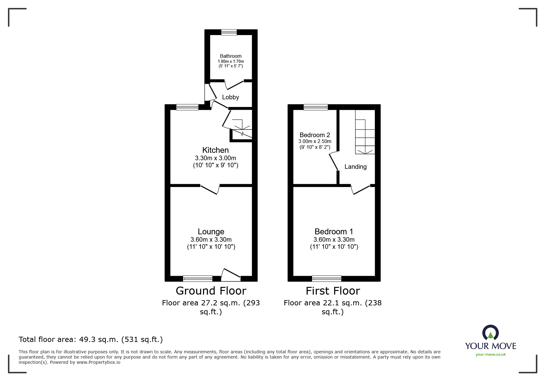 Floorplan of 2 bedroom Mid Terrace House for sale, Linden Road, Ecclesfield, Sheffield, S35