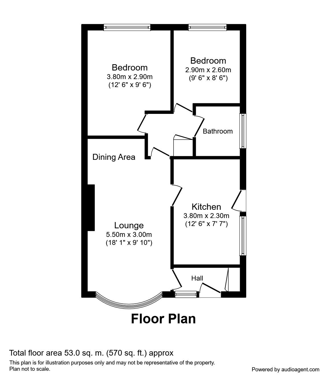 Floorplan of 2 bedroom Semi Detached Bungalow to rent, Grassington Way, Chapeltown, South Yorkshire, S35