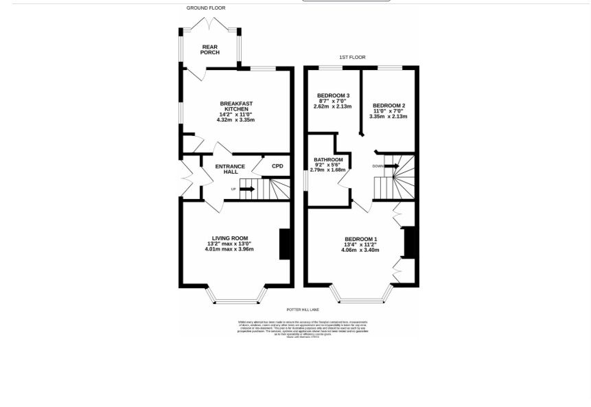 Floorplan of 3 bedroom Semi Detached House for sale, Potter Hill Lane, High Green, Sheffield, S35