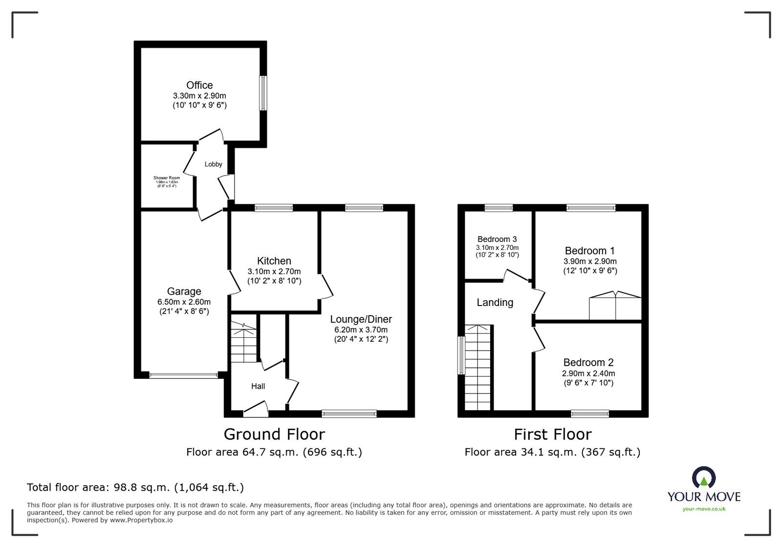 Floorplan of 3 bedroom Link Detached House for sale, Webb Avenue, Deepcar, Sheffield, S36