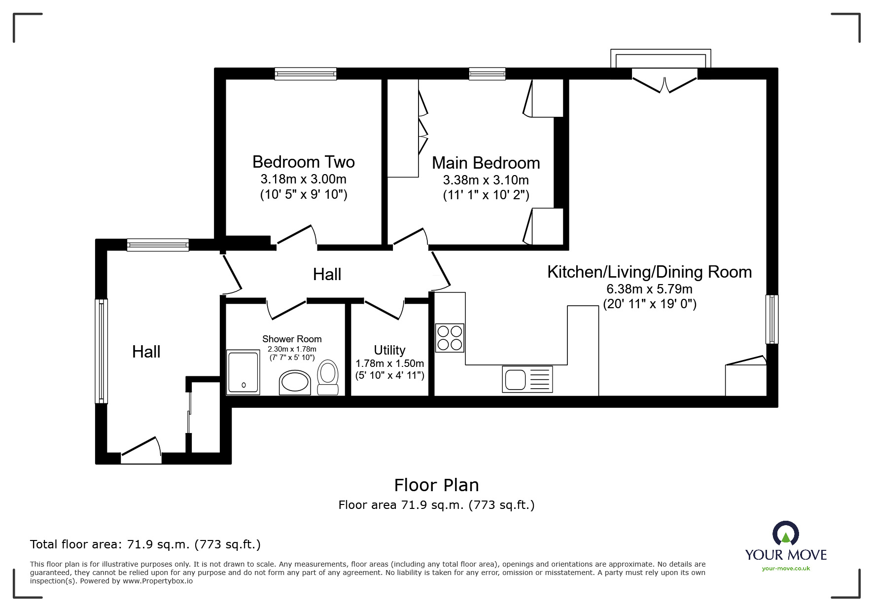 Floorplan of 2 bedroom Flat for sale, Wortley Road, High Green, South Yorkshire, S35