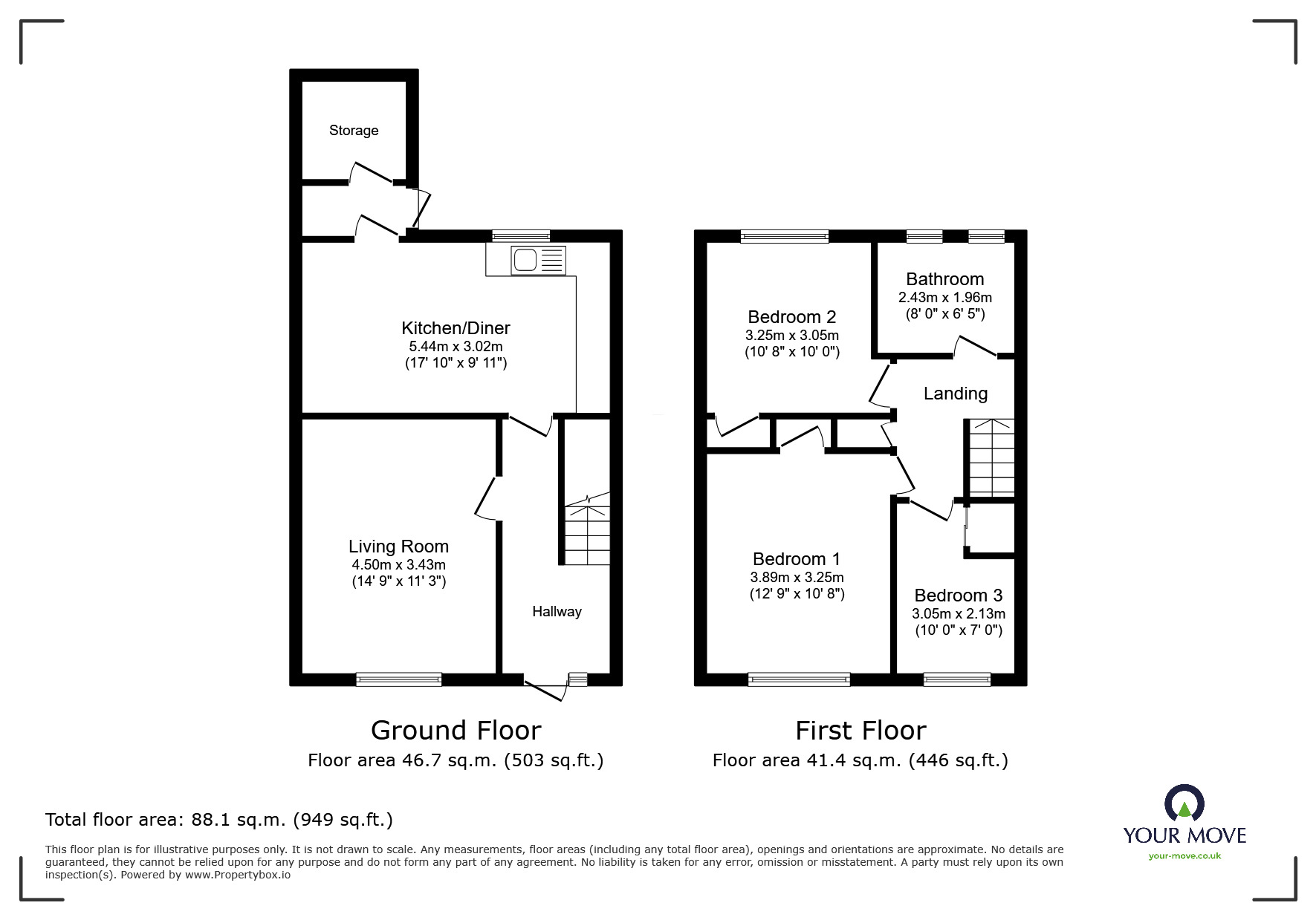Floorplan of 3 bedroom Mid Terrace House for sale, Potters Gate, High Green, Sheffield, S35